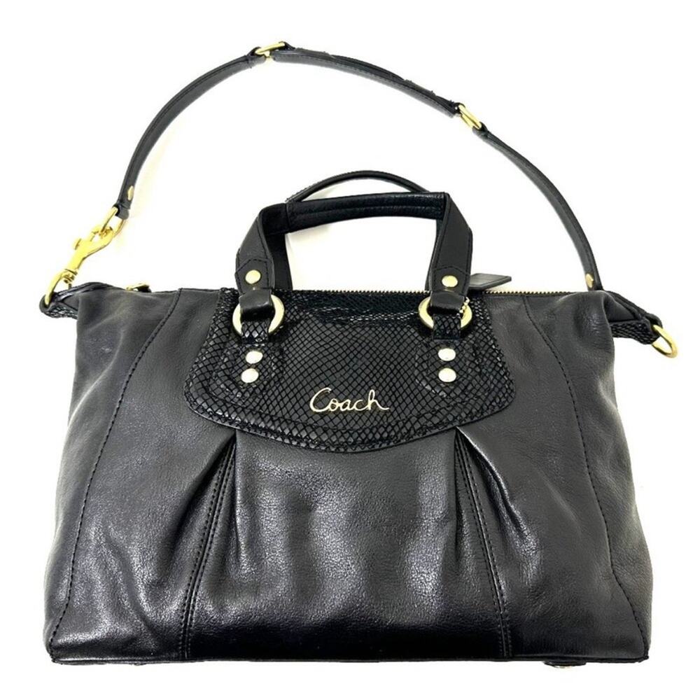 Coach Ashley Black Python Leather Satchel Purse - image 1